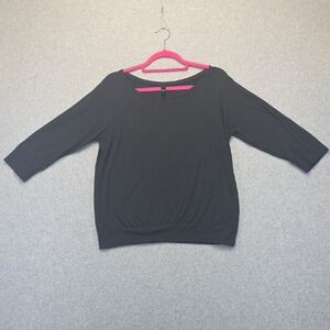 District Made Black Short Sleeve Top Size Large Stretch Knit